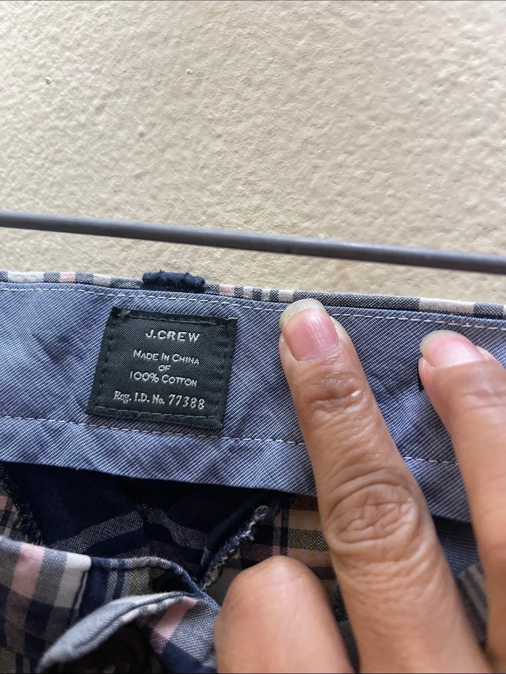 J. CREW Size 32X9” Madras Blue Plaid Chino Shorts